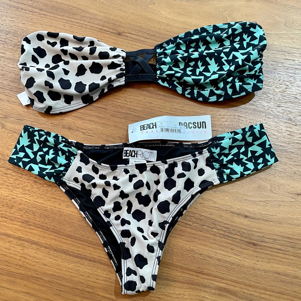 Beach Riot Mixed Print Bikini Size Large - NEW